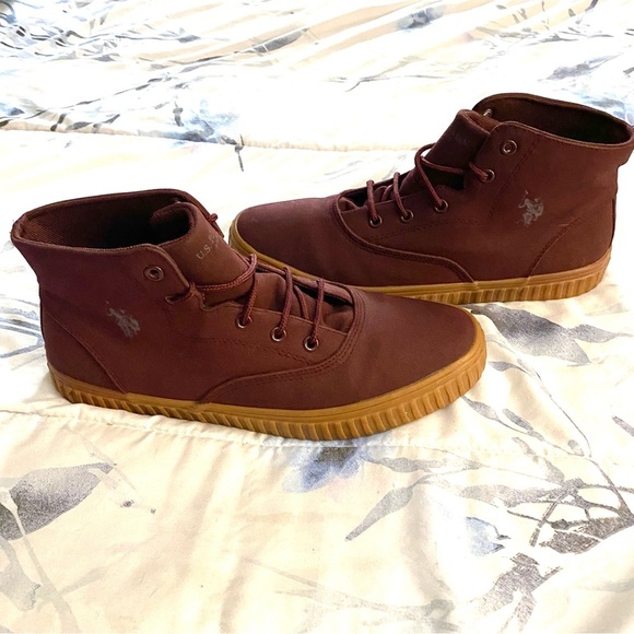 Us Polo Assn Burgandy Canvas Shoes Men’s Size 9.5 Casual Classy - Picture 4 of 12